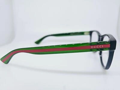 Pre-owned Gucci 004on 002 53mm Black Frame Red Green Arms Clear Demo Lenses