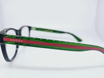 Pre-owned Gucci 004on 002 53mm Black Frame Red Green Arms Clear Demo Lenses