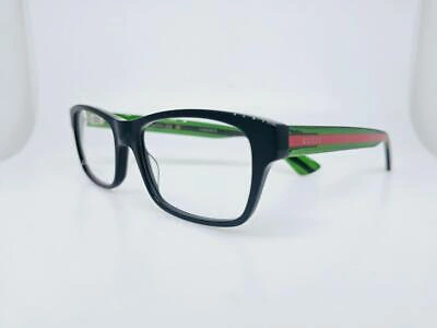Pre-owned Gucci 006on 006 55mm Black Frame Red Green Arms Clear Demo Lenses
