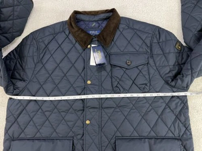 Pre-owned Polo Ralph Lauren Beaton Water-repellent Quilted Jacket Navy Corduroy Mens 2xb In Navy, Blue