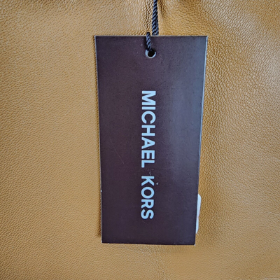 Pre-owned Michael Kors Nappa Leather Moto Jacket Men's M Peanut Zipper Front Closure