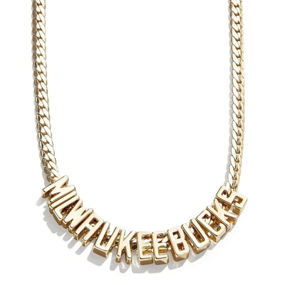 Shop Baublebar Milwaukee Bucks Team Chain Necklace In Gold