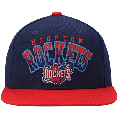 Shop Mitchell & Ness Navy/red Houston Rockets Hardwood Classics Gradient Wordmark Snapback Hat