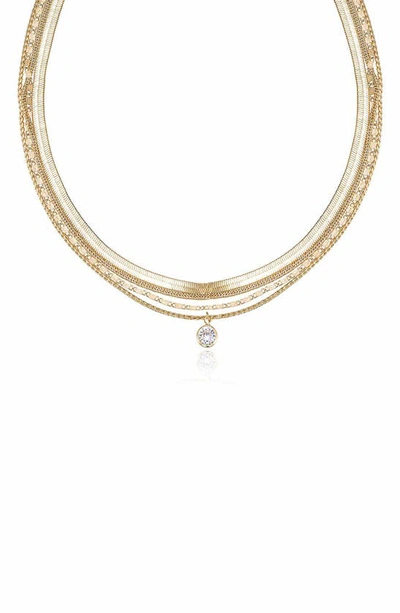 Shop Ettika Layered Chain Pendant Necklace In Gold