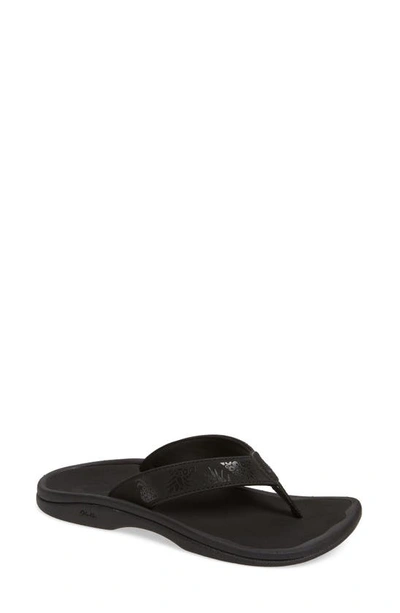 Shop Olukai Ohana Flip Flop In Black/ Hua