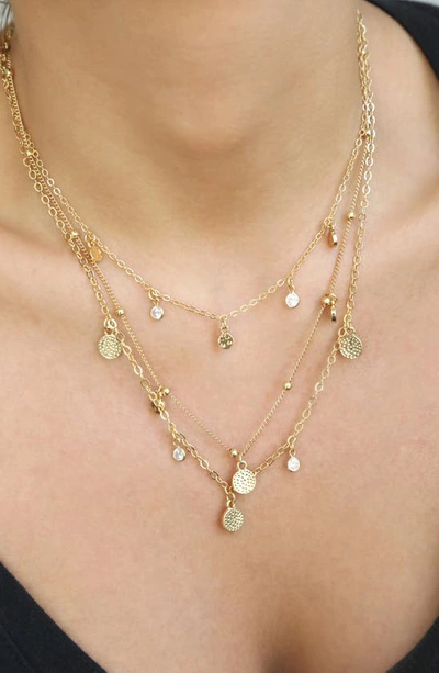 Ettika Crystal Detailed Triple Layer Necklace In Gold