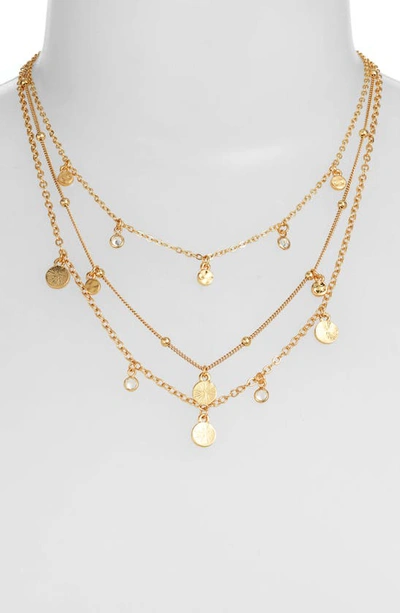Ettika Crystal Detailed Triple Layer Necklace In Gold