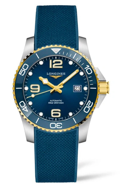 Shop Longines Hydroconquest Automatic Textile Strap Watch, 41mm In Blue