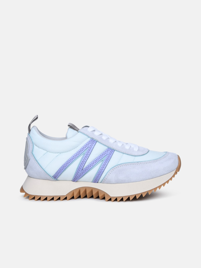 Shop Moncler 'pacey' Sneakers In Light Blue Polyamide