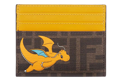 Pre-owned Fendi X Frgmt X Pokemon Ff Fabric Card Holder Card Case Brown/yellow