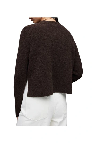 Shop Allsaints Wick Wool Blend Crop Sweater In Bitter Brown