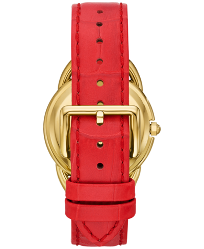 Shop Tory Burch Women's The Miller Red Leather Strap Watch 34mm