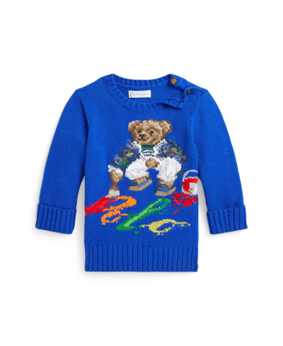 Shop Polo Ralph Lauren Baby Boys Polo Bear Cotton Sweater In Sapphire Star