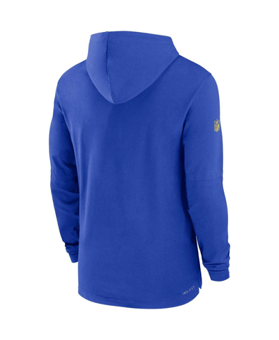 Shop Nike Men's  Royal Los Angeles Rams Sideline Performance Long Sleeve Hoodie T-shirt