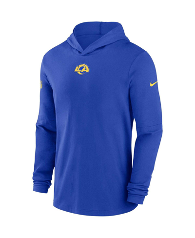 Shop Nike Men's  Royal Los Angeles Rams Sideline Performance Long Sleeve Hoodie T-shirt