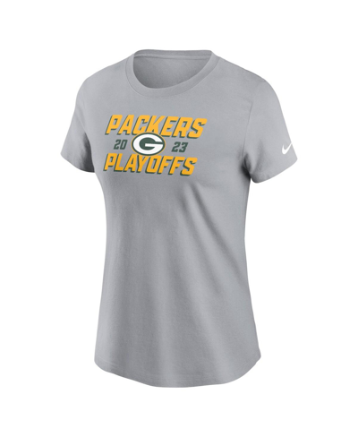 Shop Nike Women's  Gray Green Bay Packers 2023 Nfl Playoffs Iconic T-shirt