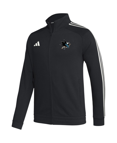 Shop Adidas Originals Men's Adidas Black San Jose Sharks Raglan Full-zip Track Jacket