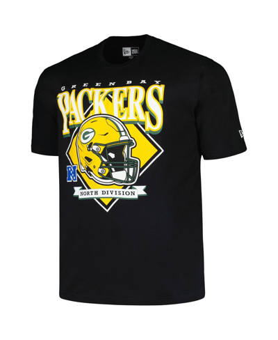 Shop New Era Men's  Black Green Bay Packers Big And Tall Helmet T-shirt