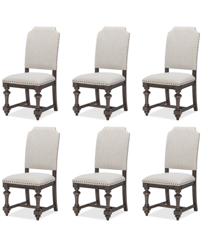 Shop Macy's Mandeville 6pc Upholstered Chair Set In Brown