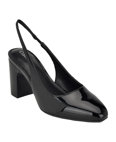 Shop Calvin Klein Women's Scarlet Block Heel Dress Slingback Pumps In Black