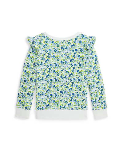 Shop Polo Ralph Lauren Toddler And Little Girls Floral Ruffled French Terry Sweatshirt In Alma Floral