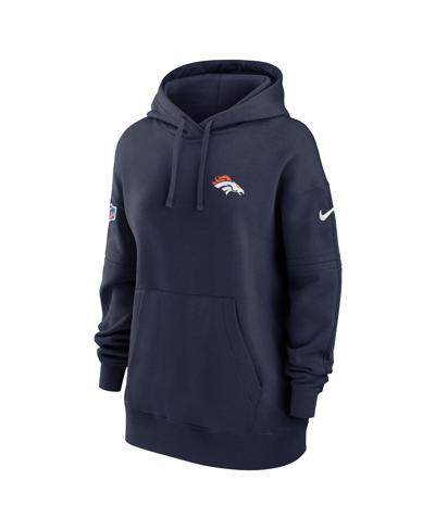 Nike Women's  Navy Denver Broncos 2023 Sideline Club Fleece Pullover Hoodie In Navy