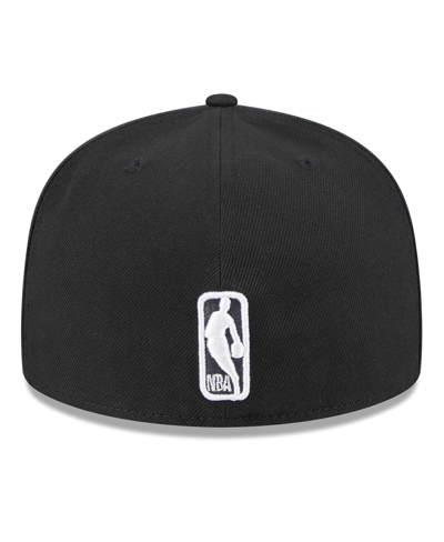 New Era Men's  Black Brooklyn Nets Piped & Flocked 59fifty Fitted Hat In Black