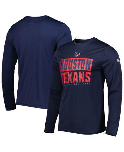 Shop New Era Men's  Navy Houston Texans Combine Authentic Offsides Long Sleeve T-shirt