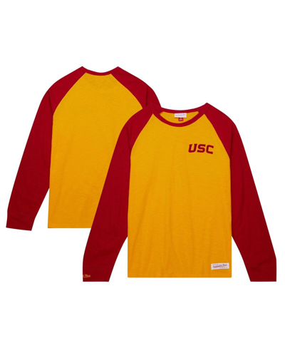 Shop Mitchell & Ness Men's  Gold Usc Trojans Legendary Slub Raglan Long Sleeve T-shirt