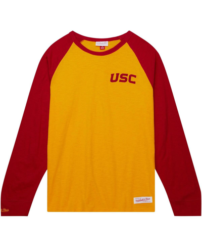 Shop Mitchell & Ness Men's  Gold Usc Trojans Legendary Slub Raglan Long Sleeve T-shirt