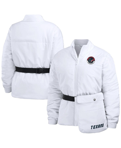 Wear By Erin Andrews White Houston Texans Packaway Full-zip Puffer Jacket In White