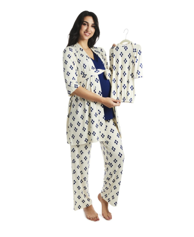 Shop Everly Grey Women's  Analise During & After 5-piece Maternity/nursing Sleep Set In Geo