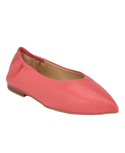 Shop Calvin Klein Women's Saylory Pointy Toe Slip-on Dress Flats In Pink Leather