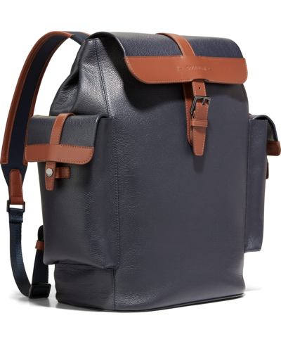 Cole Haan Triboro Large Leather Rucksack Bag In Navy Blazer,new British Tan