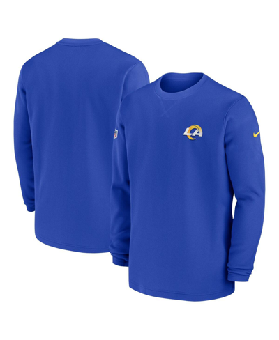 Shop Nike Men's  Royal Los Angeles Rams 2023 Sideline Throwback Heavy Brushed Waffle Long Sleeve T-shirt