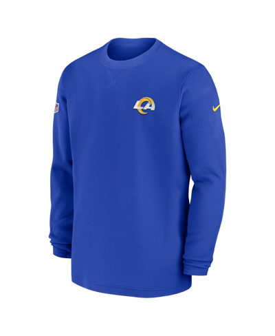 Shop Nike Men's  Royal Los Angeles Rams 2023 Sideline Throwback Heavy Brushed Waffle Long Sleeve T-shirt