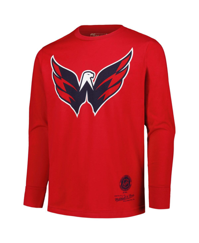 Mitchell & Ness Big Boys  Red Washington Capitals Throwback Logo Long Sleeve T-shirt In Red