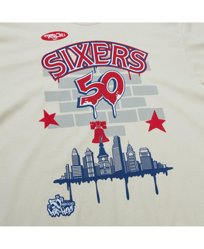 Shop Mitchell & Ness Men's  X Tats Cru Cream Philadelphia 76ers Hardwood Classics City T-shirt
