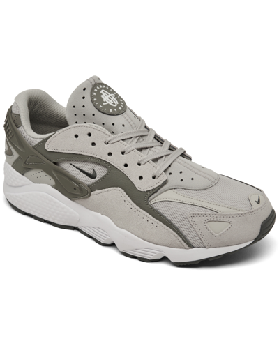 Shop Nike Men's Huarache Runner Casual Sneakers From Finish Line In Light Iron Ore,white