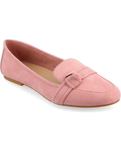 Shop Journee Collection Women's Marci Slip On Flats In Blush Faux Suede- Polyester,polyurethan