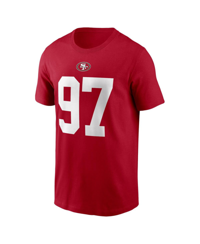 Nike Men's  Nick Bosa Scarlet San Francisco 49ers Player Name And Number T-shirt In Scarlet