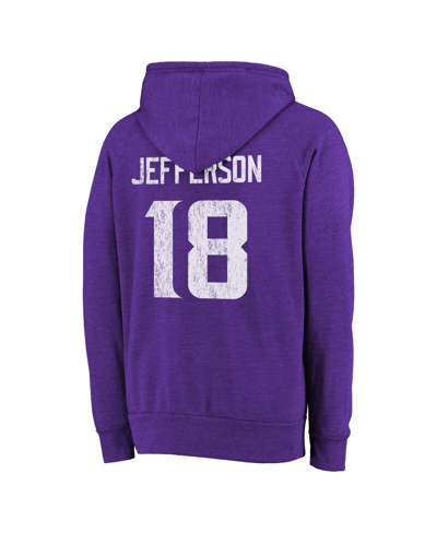 Shop Majestic Men's  Threads Justin Jefferson Purple Distressed Minnesota Vikings Name And Number Tri-blen