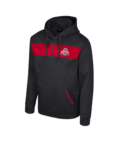 Colosseum Black Ohio State Buckeyes Quarter-zip Hoodie In Black