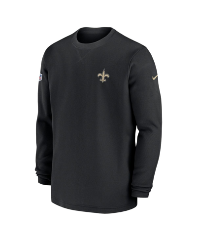 Nike Men's  Black New Orleans Saints 2023 Sideline Throwback Heavy Brushed Waffle Long Sleeve T-shirt In Black