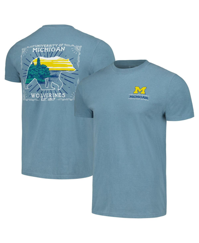 Image One Light Blue Michigan Wolverines State Scenery Comfort Colors T-shirt In Light Blue