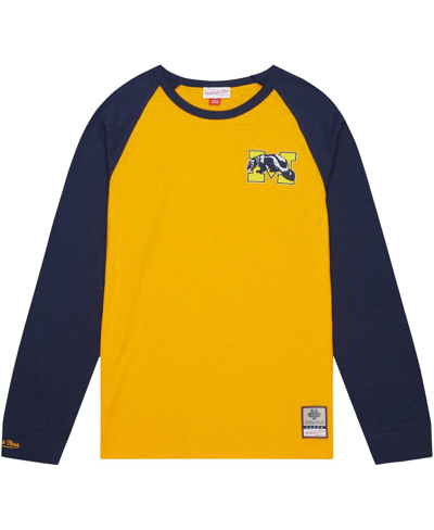 Shop Mitchell & Ness Men's  Maize Michigan Wolverines Legendary Slub Raglan Long Sleeve T-shirt