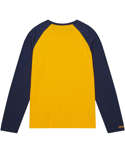 Shop Mitchell & Ness Men's  Maize Michigan Wolverines Legendary Slub Raglan Long Sleeve T-shirt