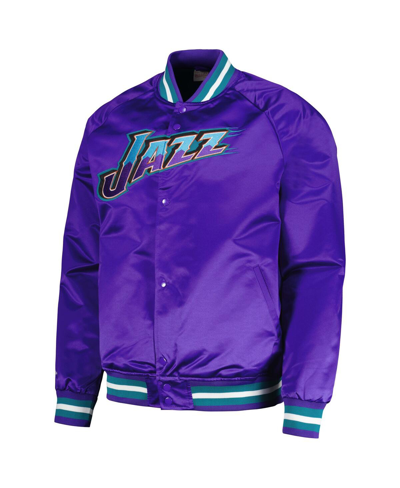 Mitchell & Ness Men's  Purple Utah Jazz Hardwood Classics Throwback Wordmark Raglan Full-snap Jacket In Purple