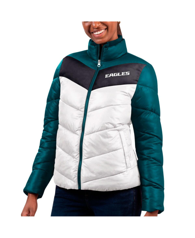 Shop G-iii 4her By Carl Banks Women's  White, Green Philadelphia Eagles New Star Quilted Full-zip Jacket In White,green