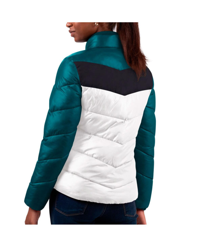Shop G-iii 4her By Carl Banks Women's  White, Green Philadelphia Eagles New Star Quilted Full-zip Jacket In White,green
